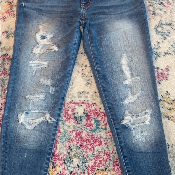 Distressed American Eagle Jeans w/ covered holes - Picture 2 of 5
